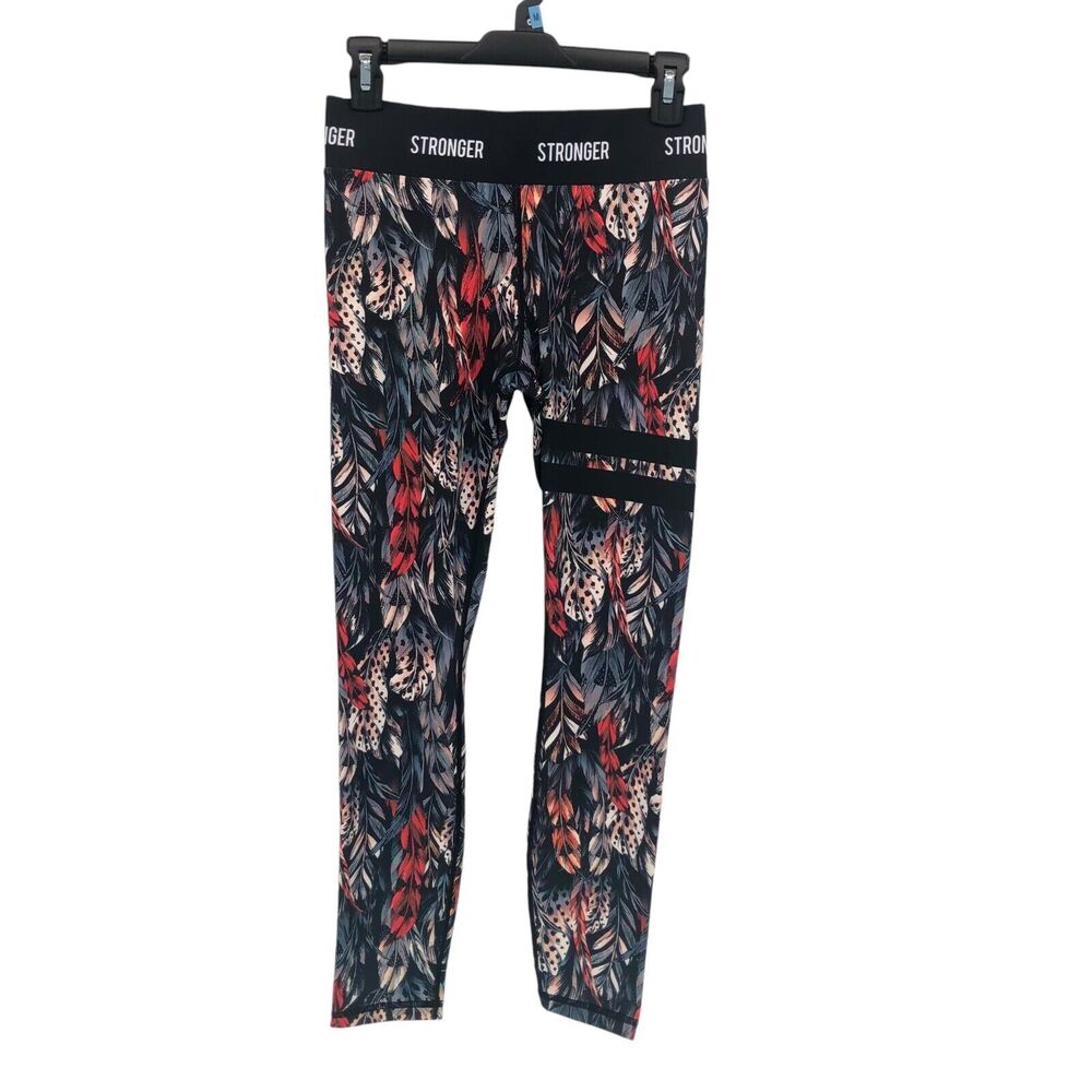 Stronger Leggings Womens Medium Yoga Gym Running Feather Designed in Sweden EUC